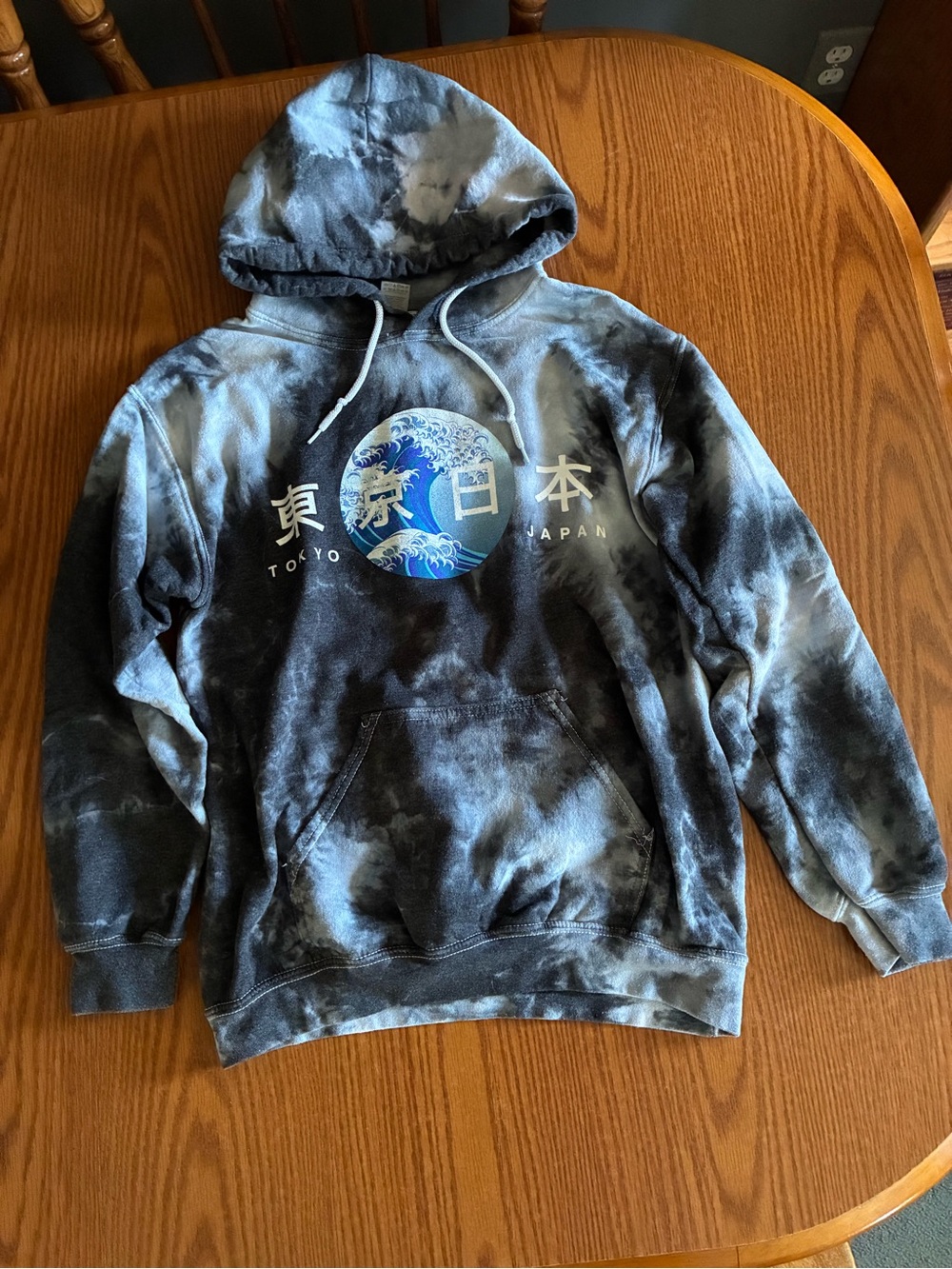 Gildan Black & White Tie-Dye Tokyo Japan Graphic Hoodie